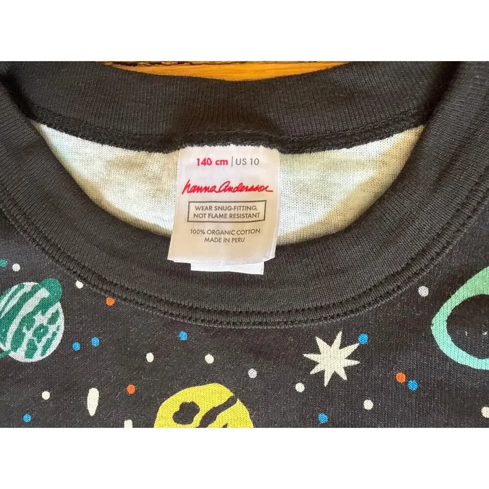 Hanna Andersson Kids Short Johns PJs in Outer Space Planets Print Size 10